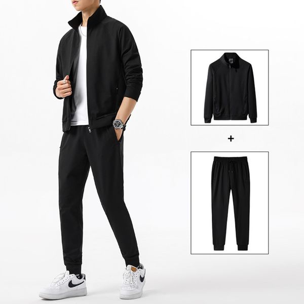 autumn new sports leisure suit men's solid color stand collar sweater sportswear long sve two-piece set, Gray
autumn new sports leisure suit men's solid color stand collar sweater sportswear long sve two-piece set, Gray