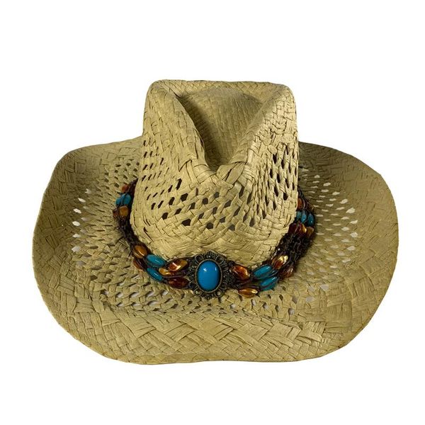 cloches summer men's western cowboy hat hollow out boho straw for women cowgirl bead rope beach cap large brim sun hats chapeus, Blue;gray
cloches summer men's western cowboy hat hollow out boho straw for women cowgirl bead rope beach cap large brim sun hats chapeus, Blue;gray