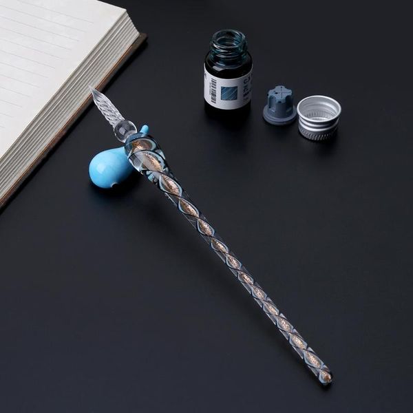 fountain pens extra-smooth art elegant crystal glass dip pen handmade ink gift for school students