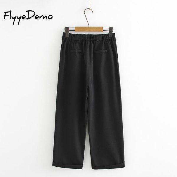 women's pants & capris women wide leg 2021 spring black casual high waist pockets elastic ankle length trousers bottoms all match, Black;white
women's pants & capris women wide leg 2021 spring black casual high waist pockets elastic ankle length trousers bottoms all match, Black;white