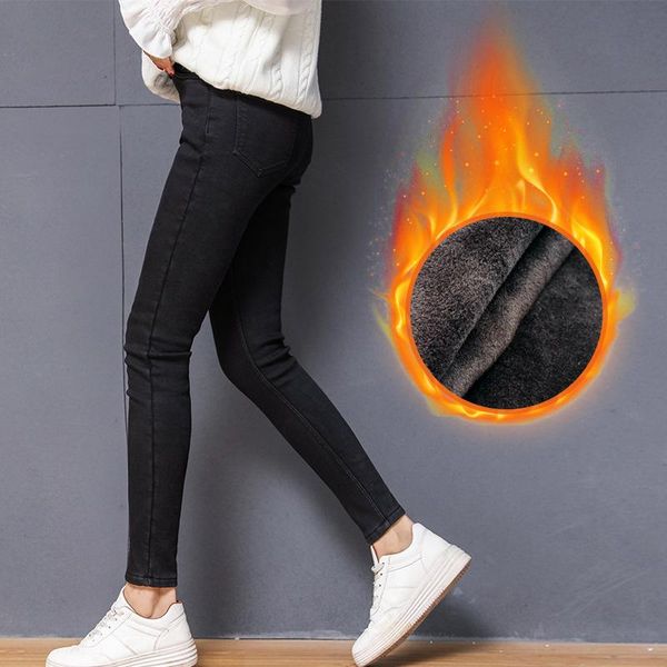 women's jeans winter thickened elastic korean slim short black shoe pants plushed women, Blue
women's jeans winter thickened elastic korean slim short black shoe pants plushed women, Blue
