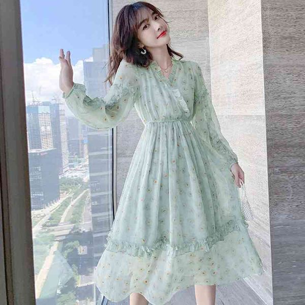 summer casual long sleeve chiffon women floral dress green v neck ruffles maxi dresses plus size two-piece suit female robe 210521, Black;gray
summer casual long sleeve chiffon women floral dress green v neck ruffles maxi dresses plus size two-piece suit female robe 210521, Black;gray