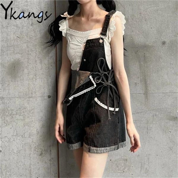 women's shorts irregular lace stitching side bandage kawaii denim overalls sweet harajuku button korea gothic preppy cute y2k short jea, White;black
women's shorts irregular lace stitching side bandage kawaii denim overalls sweet harajuku button korea gothic preppy cute y2k short jea, White;black