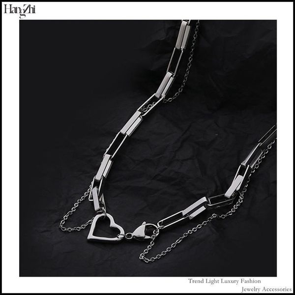 korean fashion hip-hop dark black double-layer titanium steel love buckle pendant hollow vintage clavicle chain women necklace chains, Silver
korean fashion hip-hop dark black double-layer titanium steel love buckle pendant hollow vintage clavicle chain women necklace chains, Silver