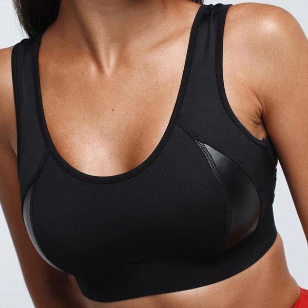 women yoga bra push up leather patchwork brassiere high impact sports joggings workout fitness athletics gym underwear clothing, White;black
women yoga bra push up leather patchwork brassiere high impact sports joggings workout fitness athletics gym underwear clothing, White;black
