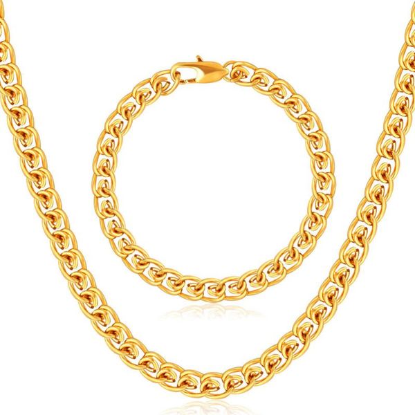 earrings & necklace jewelry sets for women men gold color link chain bracelet set fashion factory wholesale bijoux, Silver
earrings & necklace jewelry sets for women men gold color link chain bracelet set fashion factory wholesale bijoux, Silver
