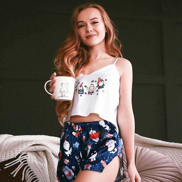 penguin print lovely pajamas women sleepwear set lingerie christmas clothes sets chic nightie two piece satin, Black;red
penguin print lovely pajamas women sleepwear set lingerie christmas clothes sets chic nightie two piece satin, Black;red