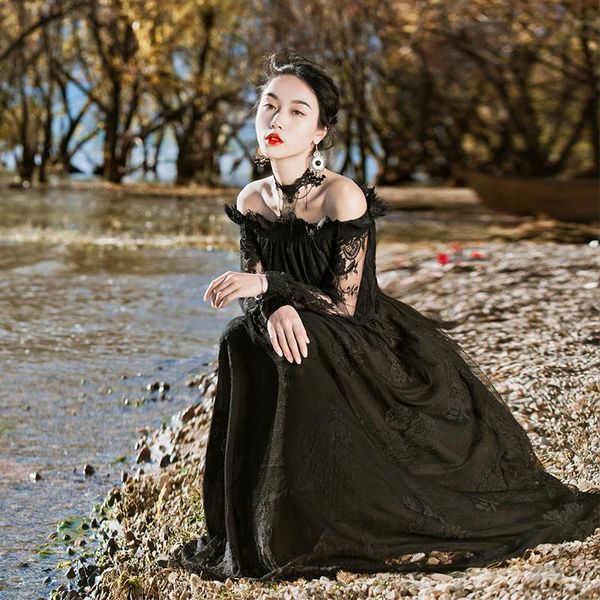casual dresses chic black mesh lace women dress vintage embroidery slash neck long sleeve party night vestido negro robe noir, Black;gray
casual dresses chic black mesh lace women dress vintage embroidery slash neck long sleeve party night vestido negro robe noir, Black;gray