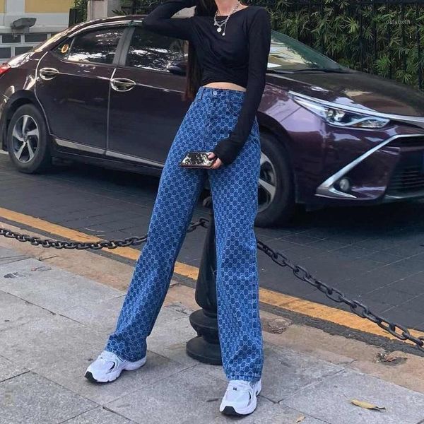 spring and autumn printed blue high waist jeans street hip hop loose straight leg pants denim women's
spring and autumn printed blue high waist jeans street hip hop loose straight leg pants denim women's