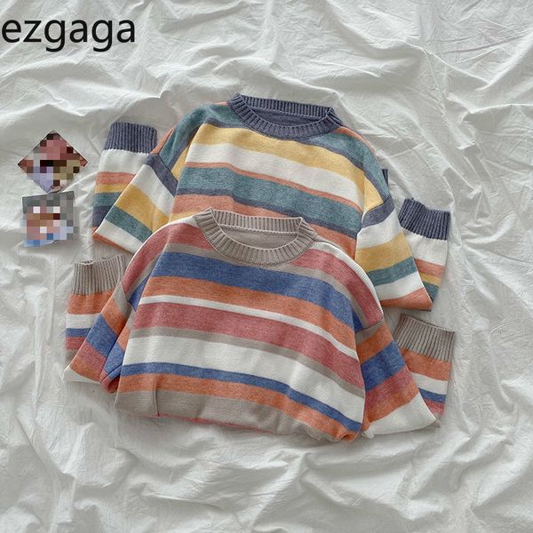 ezgaga rainbow stripe sweater women casual o-neck korean autumn long sleeve pullover ladies warm outwear streetwear 210430, White;black
ezgaga rainbow stripe sweater women casual o-neck korean autumn long sleeve pullover ladies warm outwear streetwear 210430, White;black