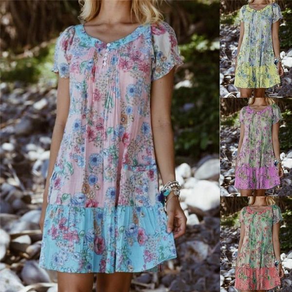 women summer beach dress casual short sleeve floral boho mini party elegant v neck sundress vestidos dresses, Black;gray
women summer beach dress casual short sleeve floral boho mini party elegant v neck sundress vestidos dresses, Black;gray