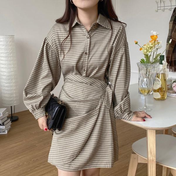 casual dresses turn down collar puff sleeve bodycon robe with belt long sleeves elegant office lady mini for women short plaid vestidos, Black;gray
casual dresses turn down collar puff sleeve bodycon robe with belt long sleeves elegant office lady mini for women short plaid vestidos, Black;gray