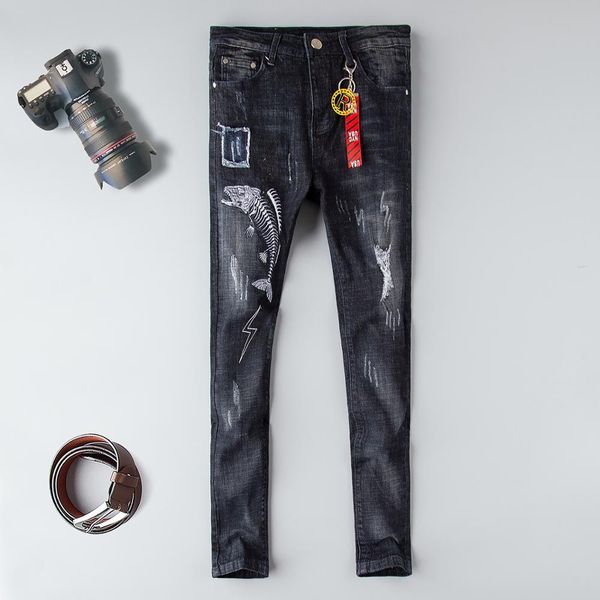 men's jeans new jeans men fishbone embroidery slim fit black ripped distressed plus size 29-38 homme denim trousers hole male z4cj, Blue
men's jeans new jeans men fishbone embroidery slim fit black ripped distressed plus size 29-38 homme denim trousers hole male z4cj, Blue