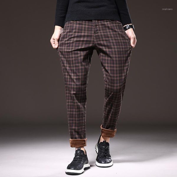 men's pants winter plaid warm fleece 98%cotton stretch classic clothing fashion slim fit casual trousers plus size, Black
men's pants winter plaid warm fleece 98%cotton stretch classic clothing fashion slim fit casual trousers plus size, Black