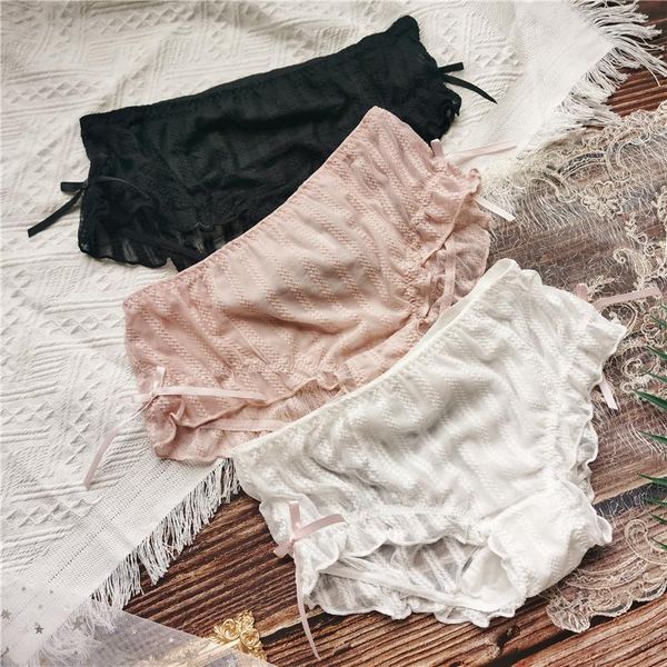 women's panties lovely bow striped hollow out women mesh ruffle cute underwear mid waist crotch cotton seamless briefs, Black;pink
women's panties lovely bow striped hollow out women mesh ruffle cute underwear mid waist crotch cotton seamless briefs, Black;pink