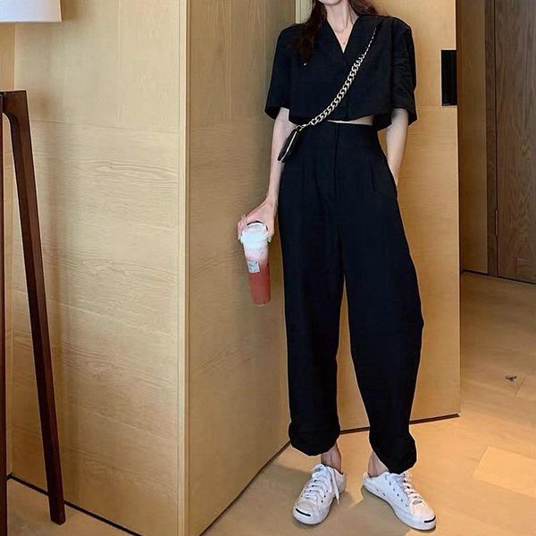 women's tracksuits women korean summer two piece set loose leisure suit short clothes wide leg woman pants 2 outfits for, Gray
women's tracksuits women korean summer two piece set loose leisure suit short clothes wide leg woman pants 2 outfits for, Gray