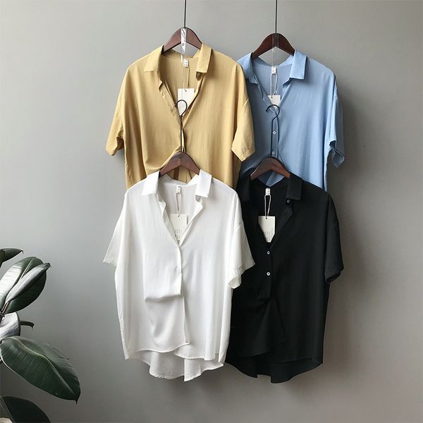 women's blouses & shirts simple solid color white shirt female 2021 korean lapel single breasted casual blousers loose short sleev
women's blouses & shirts simple solid color white shirt female 2021 korean lapel single breasted casual blousers loose short sleev