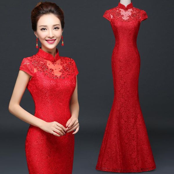ethnic clothing red bride party cheongsam oriental wedding evening dress chinese traditional womens qipao lace long robe retro vestidos
ethnic clothing red bride party cheongsam oriental wedding evening dress chinese traditional womens qipao lace long robe retro vestidos
