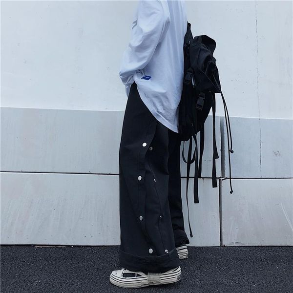 women's pants & capris harajuku women side single breasted button high waist loose straight pant hip hop black trouser korean style, Black;white
women's pants & capris harajuku women side single breasted button high waist loose straight pant hip hop black trouser korean style, Black;white