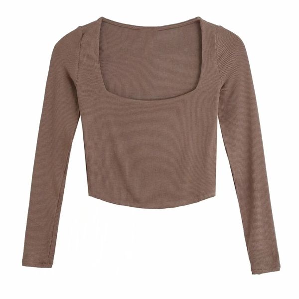 autumn women square collar knitting short t shirt casual femme o neck long sleeve crop t1380 210722, White
autumn women square collar knitting short t shirt casual femme o neck long sleeve crop t1380 210722, White