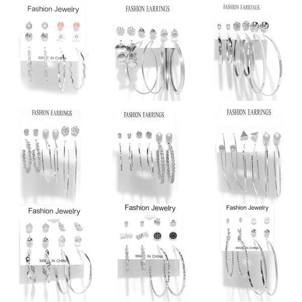 simple style geometry version pair card combination earrings female 
simple style geometry version pair card combination earrings female