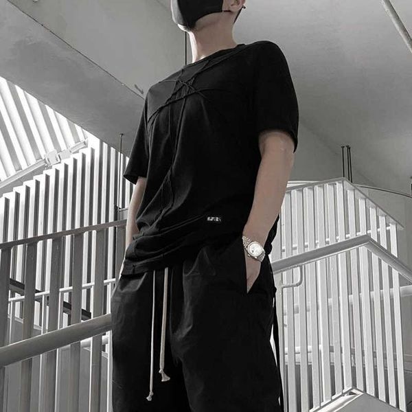 one of you dark black letter ribbon stitching cut t-shirt ro style short sleeve with hairy edge and slim fitting r7ca ad09, White;black
one of you dark black letter ribbon stitching cut t-shirt ro style short sleeve with hairy edge and slim fitting r7ca ad09, White;black