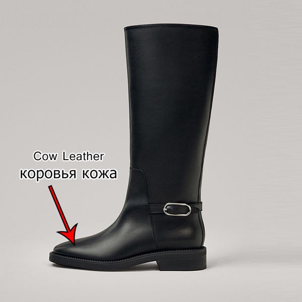 2022 new women knee boots real leather buckle ridding boots woman low heels winter ladies shoes footwear size 35-42, Black
2022 new women knee boots real leather buckle ridding boots woman low heels winter ladies shoes footwear size 35-42, Black
