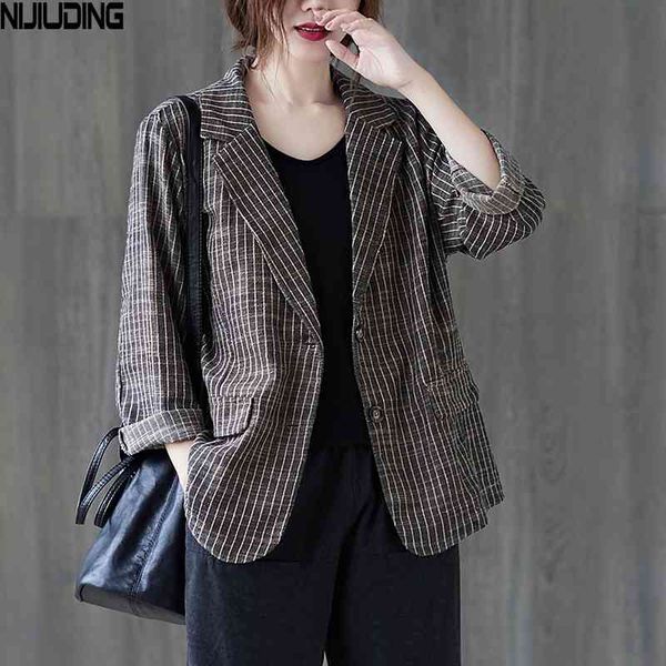 women retro cotton linen striped blazer jackets spring long sleeve double button suit jacket female elegant loose outwear 210514, White;black
women retro cotton linen striped blazer jackets spring long sleeve double button suit jacket female elegant loose outwear 210514, White;black