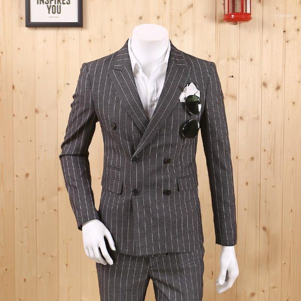 men's suits & blazers men clothing 2021 autumn winter stripe double breasted korean style slim gentlemen casual man fashion, White;black
men's suits & blazers men clothing 2021 autumn winter stripe double breasted korean style slim gentlemen casual man fashion, White;black