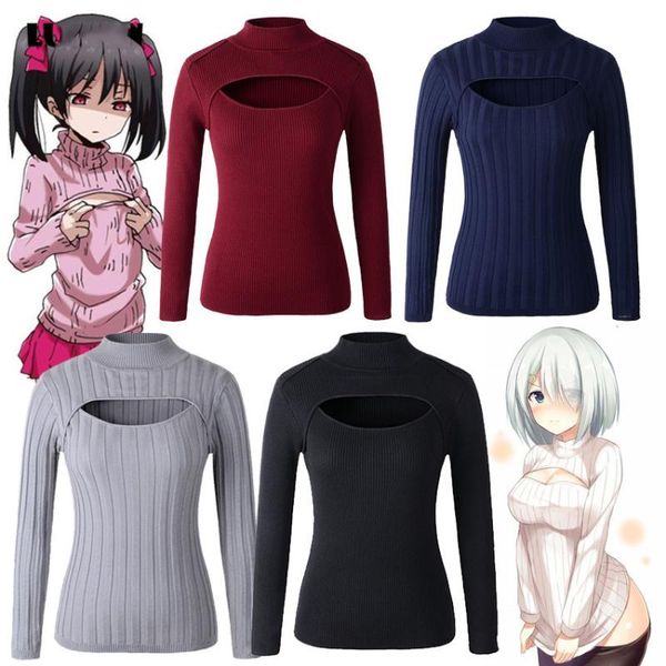 gym clothing 2021 cute open chest sweater keyhole women knitted stripe turtleneck sweaters japanese anime cosplay lolita knitwear, White;black
gym clothing 2021 cute open chest sweater keyhole women knitted stripe turtleneck sweaters japanese anime cosplay lolita knitwear, White;black
