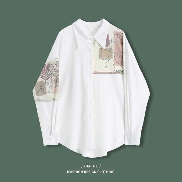 women's t-shirt spring summer shirts french niche abstract printing stitching long-sleeved shirt versatile design blouse 6fgb, White
women's t-shirt spring summer shirts french niche abstract printing stitching long-sleeved shirt versatile design blouse 6fgb, White