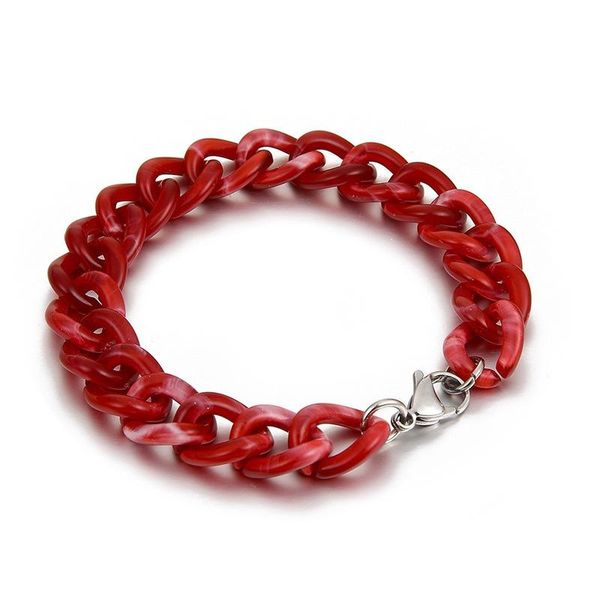 fashion red resin acrylic link chain beaded bracelet for women female bracelets boho jewelry bohemian accessories, Black