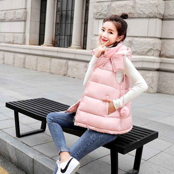 women's vests 2021 autumn down cotton padded casual vest zipper hooded fur ball warm waistcoat female outwear brand coat high quality, Black;white
women's vests 2021 autumn down cotton padded casual vest zipper hooded fur ball warm waistcoat female outwear brand coat high quality, Black;white