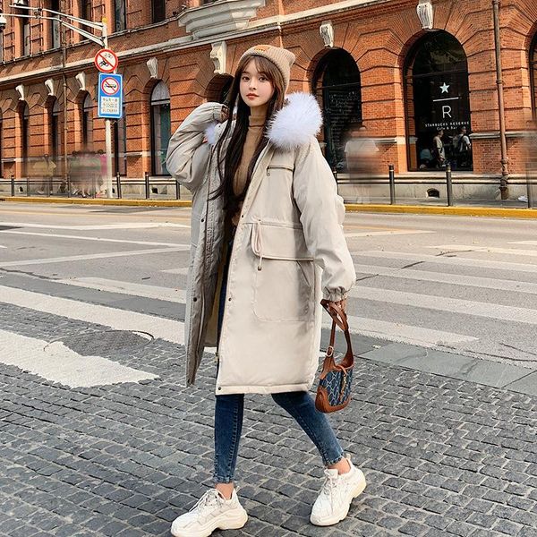 women's down & parkas style winter cotton-padded women korean version of loose and thick long coat with large fur collar coats, Black
women's down & parkas style winter cotton-padded women korean version of loose and thick long coat with large fur collar coats, Black