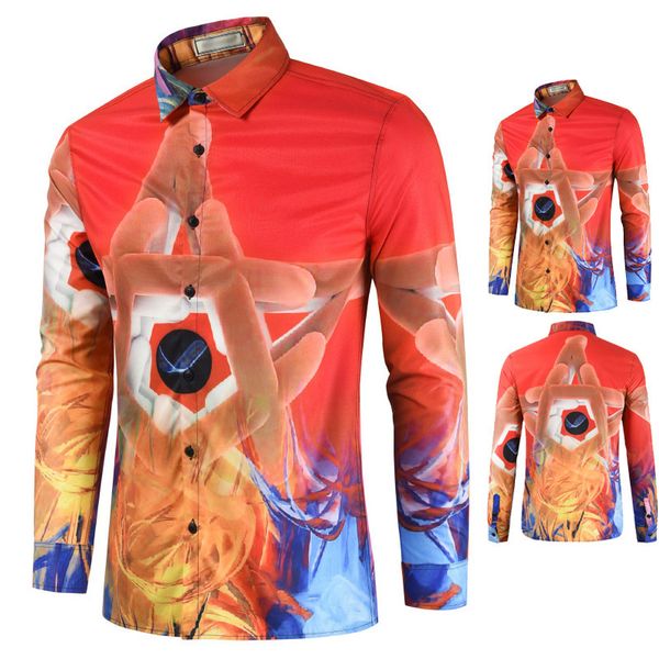 men's shirts 2021 caual geture 3d printed long leeve uit dl253, White;black