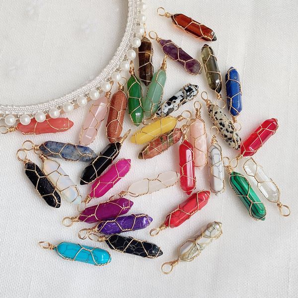 natural stone crystal charms wire wrap multicolor rose quartz purple amethyst bullet point hexagonal pendulum reiki chakra jewelry, Bronze;silver
natural stone crystal charms wire wrap multicolor rose quartz purple amethyst bullet point hexagonal pendulum reiki chakra jewelry, Bronze;silver