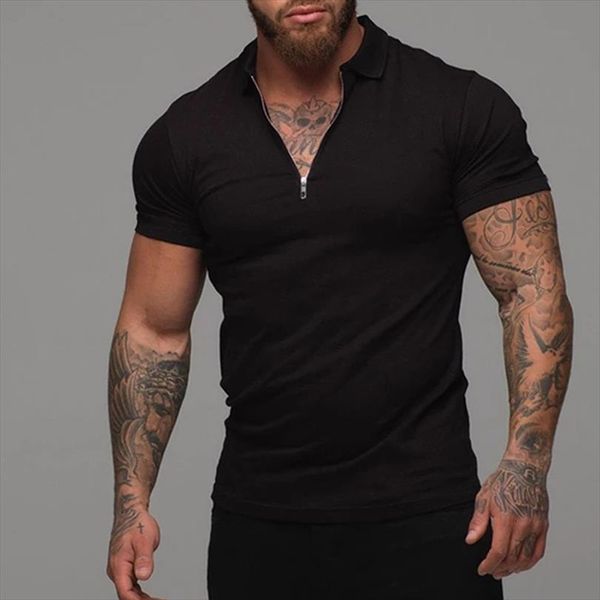 muscle man fashion shirt men polo casual plain color short sleeve slim fitness bodybuilding, White;black
muscle man fashion shirt men polo casual plain color short sleeve slim fitness bodybuilding, White;black