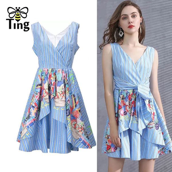 vintage designer summer sleeveless striped floral mini short dress with sashes casual a min street chic vestidos plus 2x 210513, Black;gray 
vintage designer summer sleeveless striped floral mini short dress with sashes casual a min street chic vestidos plus 2x 210513, Black;gray