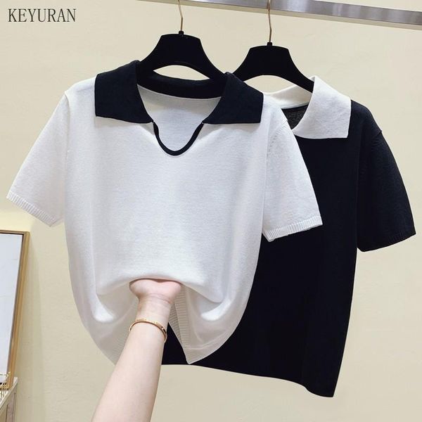 summer korean plus size striped knitted t shirts women short sleeve turn-down collar pullovers casual fashion t-shirts women's t-shirt, White
summer korean plus size striped knitted t shirts women short sleeve turn-down collar pullovers casual fashion t-shirts women's t-shirt, White