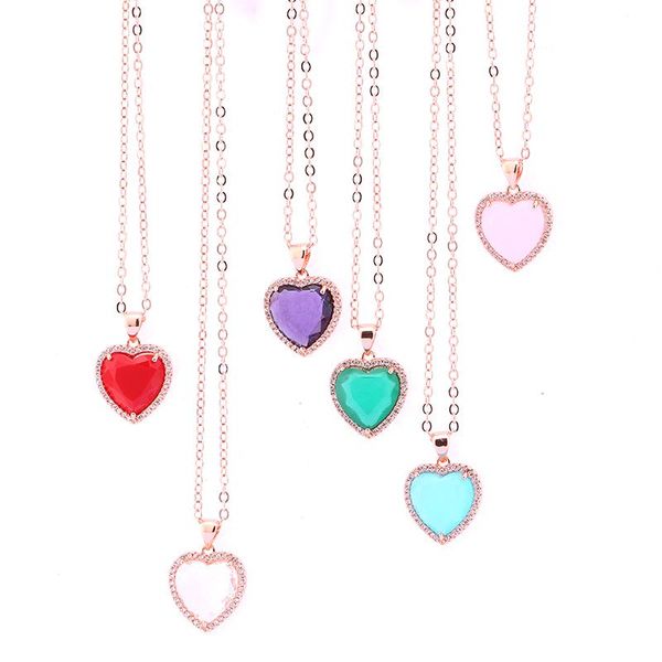 pendant necklaces 2021 heart pink necklace 6 color rose gold with zircon 15mm crystal stone female women charm jewelry, Silver
pendant necklaces 2021 heart pink necklace 6 color rose gold with zircon 15mm crystal stone female women charm jewelry, Silver