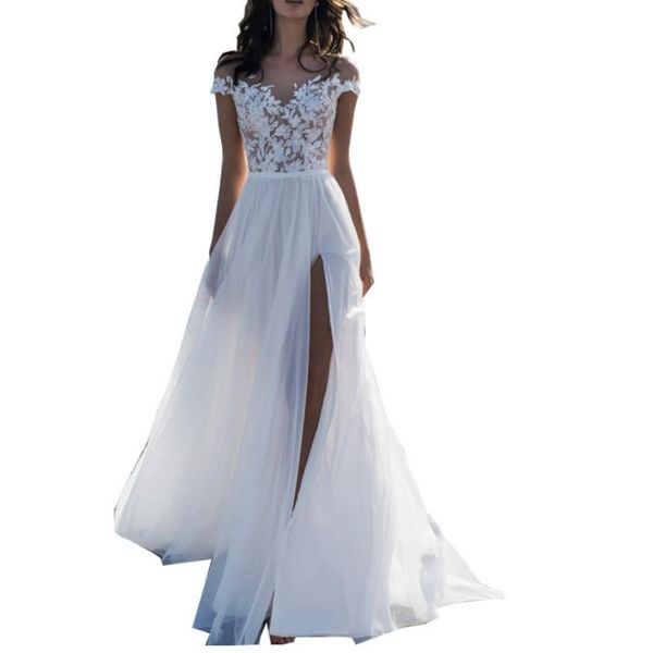 elegant white lace chiffon split long dresses for wedding party summer formal dress maxi vestidos casual, Black;gray
elegant white lace chiffon split long dresses for wedding party summer formal dress maxi vestidos casual, Black;gray