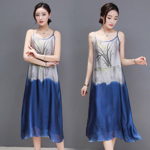 summer printed chiffon suspend women's loose large size sleeveless long bottom vest dress casual robes f1176 mig2, Black;gray
summer printed chiffon suspend women's loose large size sleeveless long bottom vest dress casual robes f1176 mig2, Black;gray