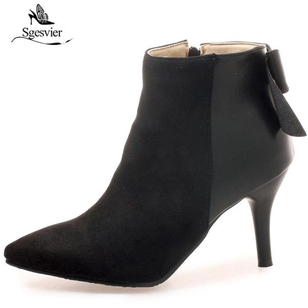 boots sgesvier women pointed toe mix-color bowtie faux leather thin high heel stiletto side zipper ankle woman ox556, Black
boots sgesvier women pointed toe mix-color bowtie faux leather thin high heel stiletto side zipper ankle woman ox556, Black
