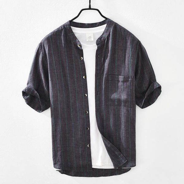men's casual shirts 3012 men vertical striped healthy linen youth breathable pocket short sleeve slim fit stand collar classical, White;black
men's casual shirts 3012 men vertical striped healthy linen youth breathable pocket short sleeve slim fit stand collar classical, White;black
