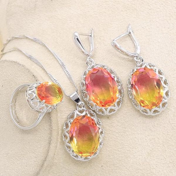 luxury jewelry silver color wedding set for women earrings necklace pendant ring gift box & 
luxury jewelry silver color wedding set for women earrings necklace pendant ring gift box &