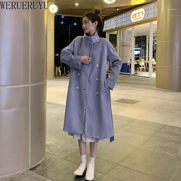 purple woolen coat women's 2021 winter korean thickened cotton british style over knee cashmere outwear wool & blends, Black
purple woolen coat women's 2021 winter korean thickened cotton british style over knee cashmere outwear wool & blends, Black
