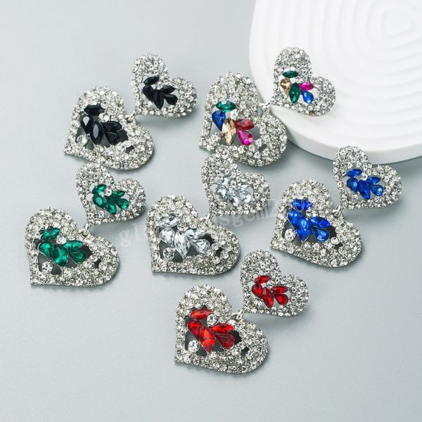 luxury color crystal heart dangle earrings trendy multi layers sparkly rhinestone drop earrings girls jewelry brincos, Silver
luxury color crystal heart dangle earrings trendy multi layers sparkly rhinestone drop earrings girls jewelry brincos, Silver