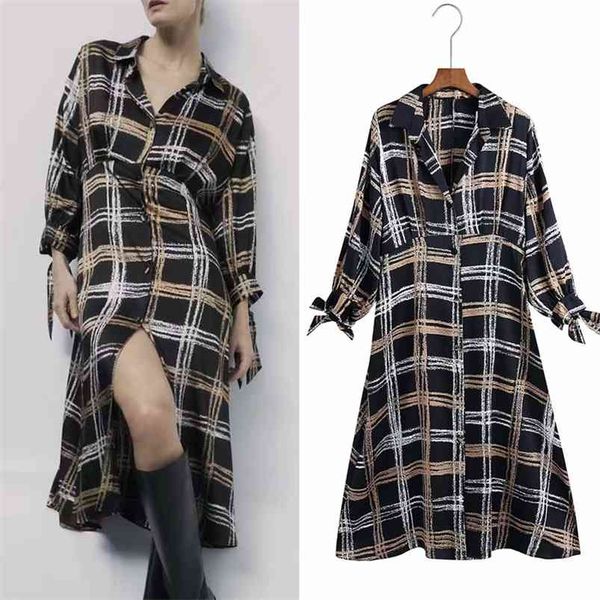 women summer plaid vintage za shirts dress long sleeve notched collar loose female elegant fashion street dresses vestidos 210513, Black;gray
women summer plaid vintage za shirts dress long sleeve notched collar loose female elegant fashion street dresses vestidos 210513, Black;gray