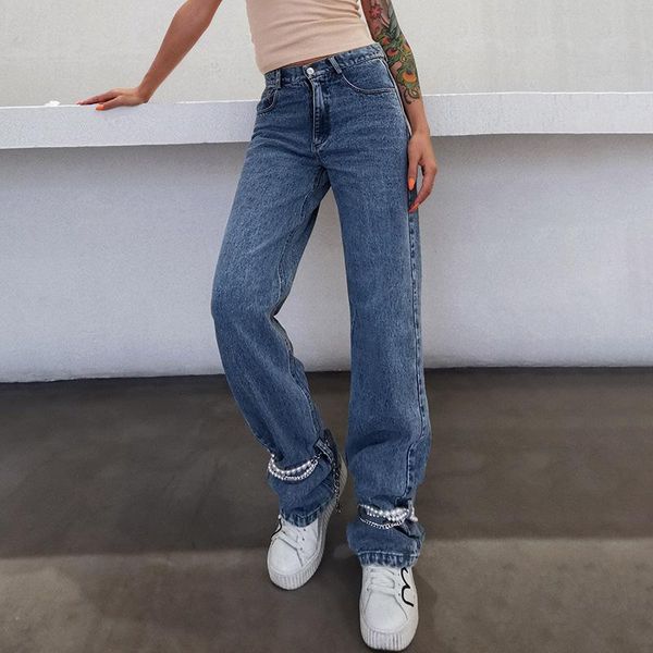 women's jeans korean fashion trousers 2021 summer high-waist solid color washed personality straight-leg with, Blue
women's jeans korean fashion trousers 2021 summer high-waist solid color washed personality straight-leg with, Blue