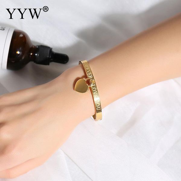 stainless steel gold color bangle bracelet heart shape charm letter pattern women sell jewelry cuff wristband gift, Black
stainless steel gold color bangle bracelet heart shape charm letter pattern women sell jewelry cuff wristband gift, Black